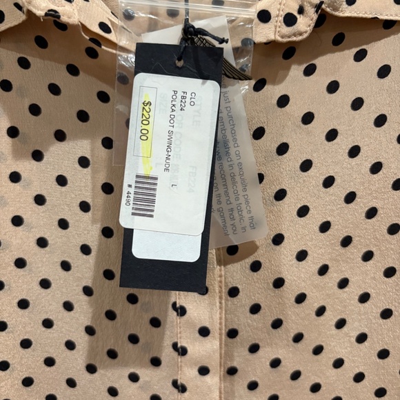 Polk Dot Nude/Black long sleeve silk blouse NWT - Picture 5 of 13